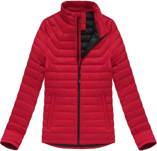 PIKOWANA KURTKA Z PUCHEM NATURALNYM CZERWONA (5020)