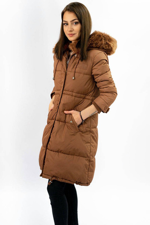 LANGE WINTER JACKE MIT KAPUZE FUCHSROT (7752)