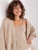Dzianinowy beżowy komplet dwuczęściowy top i sweter