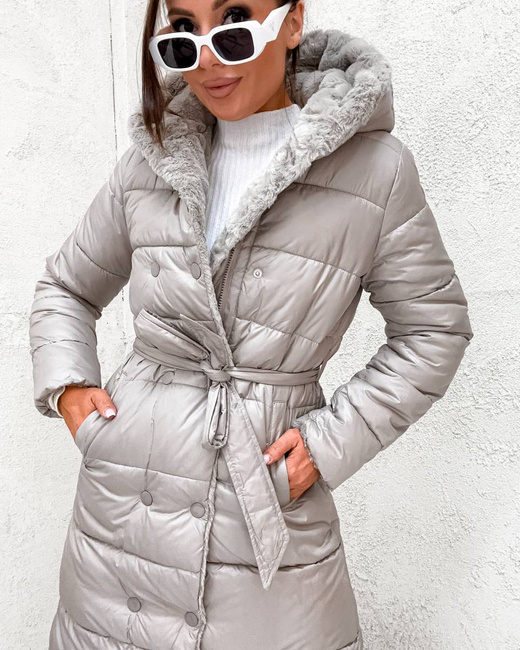 2w1 beżowa zimowa kurtka - futro