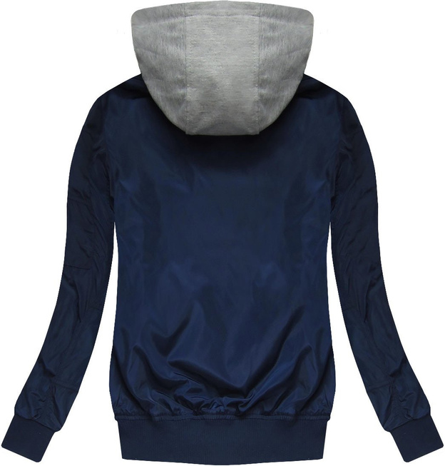 BOMBER JACKET WITH BADGES NAVY BLUE (W558)