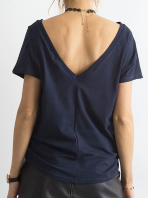 Granatowy gładki t-shirt z krótkim rękawem