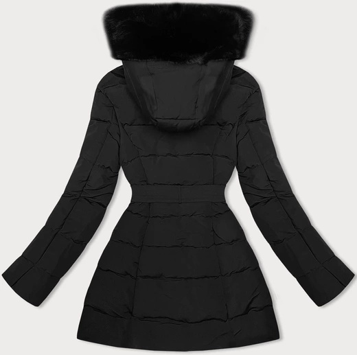 Czarna zimowa kurtka z futrem