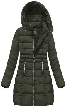 PIKOWANA KURTKA Z KAPTUREM KHAKI (B1052-30)