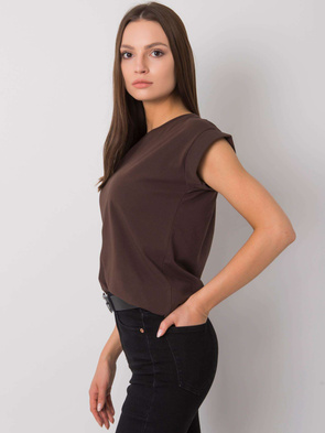 Ciemnobrązowa koszulka basic z krótkim rękawem