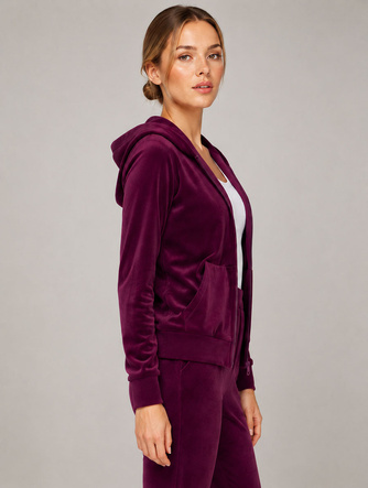 Zestaw bluza + spodnie dresowe welur bordowy