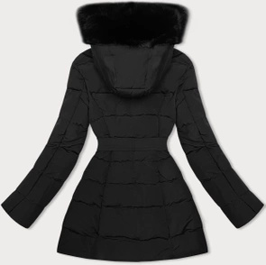 Czarna zimowa kurtka z futrem