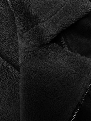 Stylowy czarny kożuch z wygodnym kołnierzem