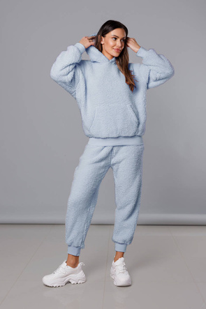 Ciepły damski komplet dresowy w kolorze niebieskim