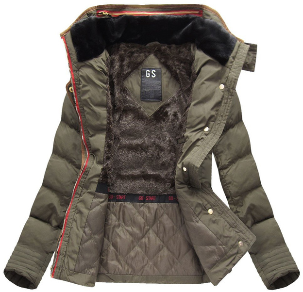 QUILTED HOODED JACKET KHAKI (WZ6636))