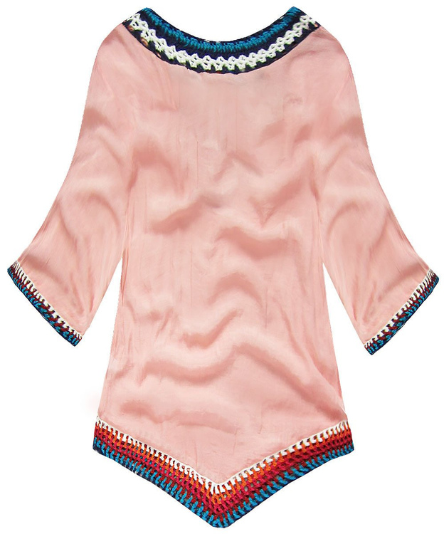 BLUSE MIT GEHÄKELTEN EINSÄTZEN ROSA (ART11)