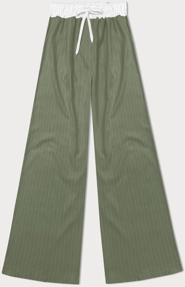 Khaki spodnie damskie z szerokimi nogawkami