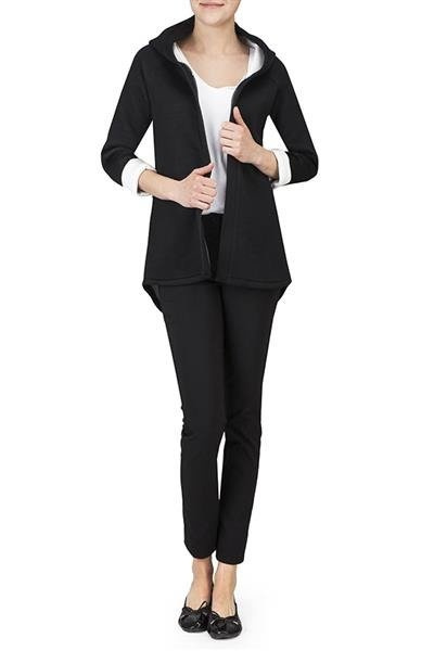 NEOPRENE HOODED BLAZER BLACK+WHITE (8008-1)