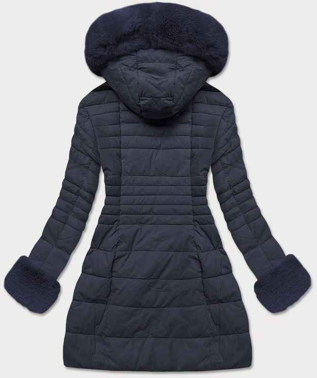 ECO LEATHER LONGLINE JACKET NAVY BLUE (5521BIG)