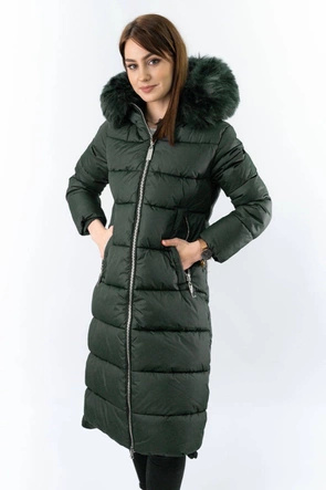 Czarna gruba kurtka zimowa plus size do kolan