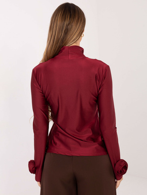 Elegancka bordowa bluzka z golfem