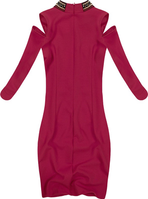 KALTE SCHULTER KLEID WEINROT (7440)