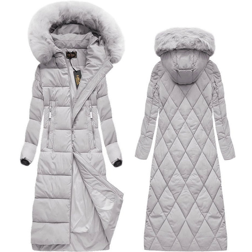 LONG WINTERJACKE MIT KAPUZE GRAU (7688BIG)