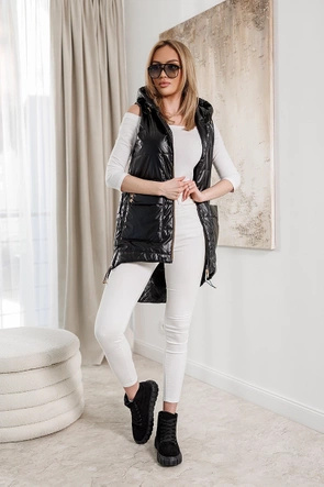 Czarna kamizelka ze złotym suwakiem