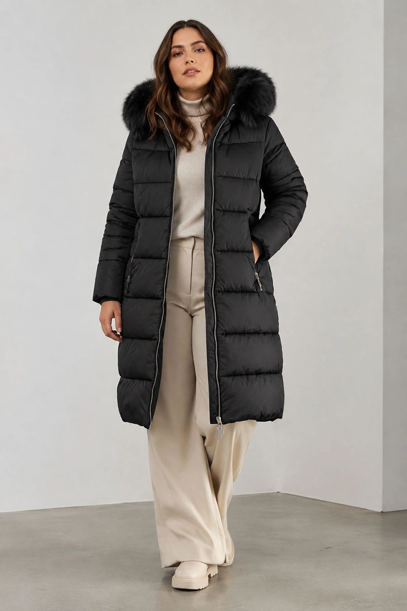 LONG WINTER HOODED JACKET BLACK (7688BIG)