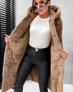 2w1 brązowa zimowa kurtka - futro