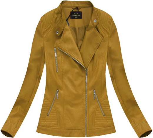ECO LEATHER BIKER JACKET YELLOW (5233BIG)