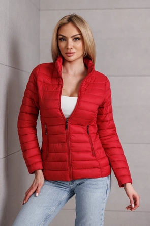 Pikowana kurtka ze stójką czerwona