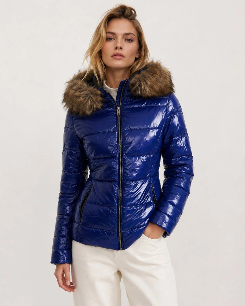 GLOSSY QUILTED BLACK JACKET (7695)