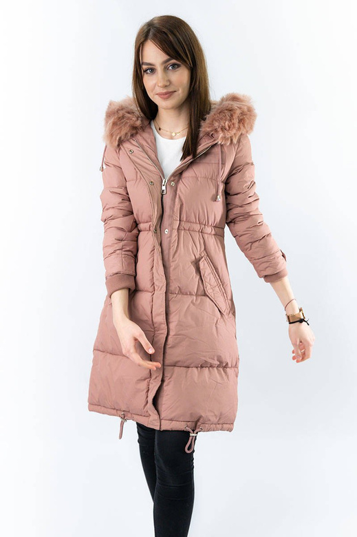 LANGE WINTER JACKE MIT KAPUZE ANTIK ROSA (7752)