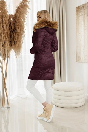 Długa kurta zimowa bordowa