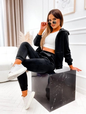 Zestaw bluza + spodnie dresowe welur czarny