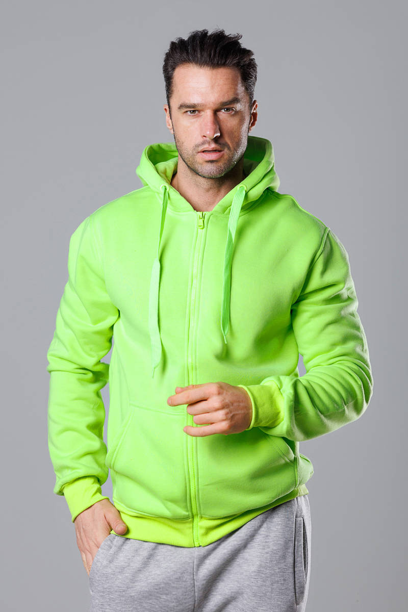 Bluza męska z kapturem neonowy zielony