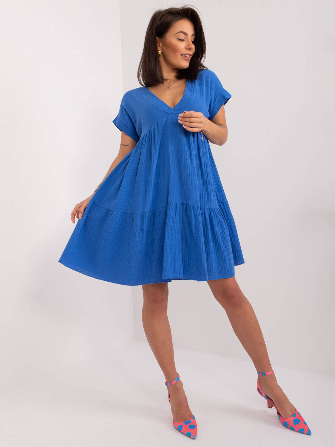 Ciemnoniebieska sukienka mini oversize
