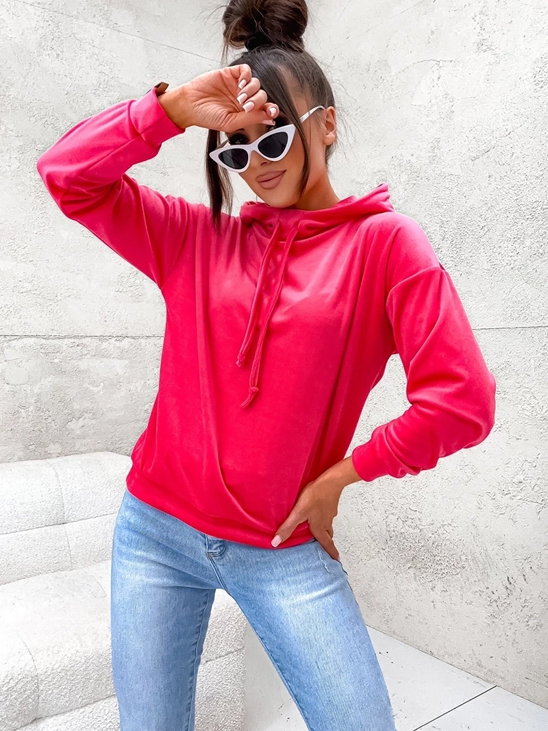 Neonowo-różowa luźna bluza damska